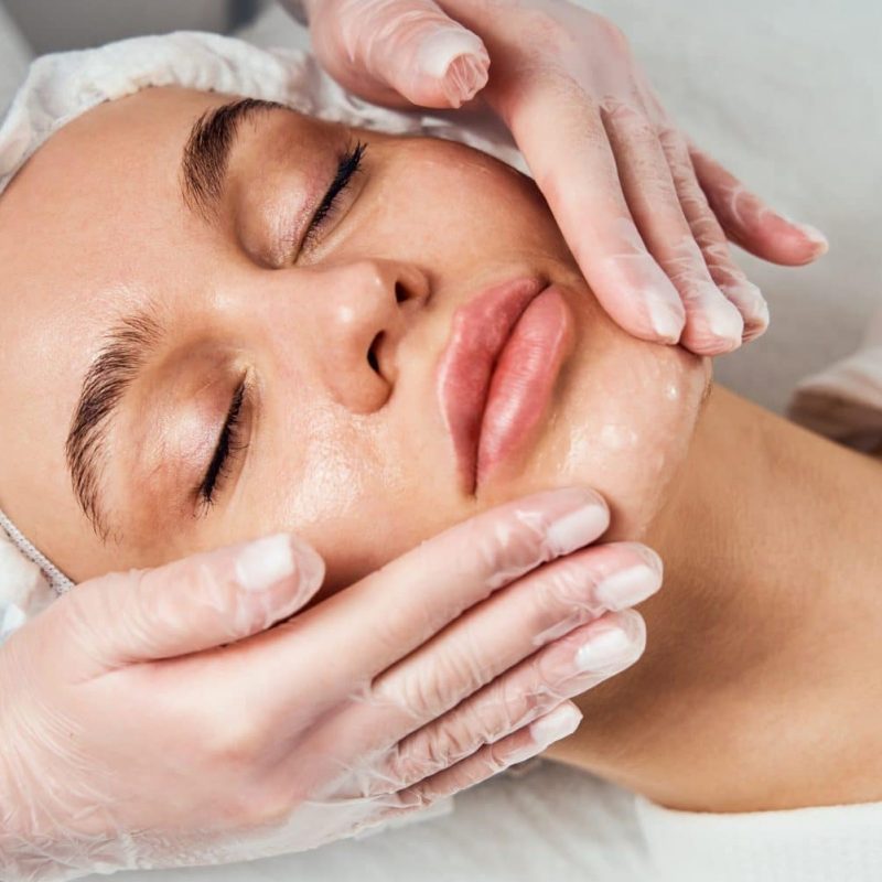 Face Skin Care. Close-up Of Woman Getting Facial Hydro Microderm